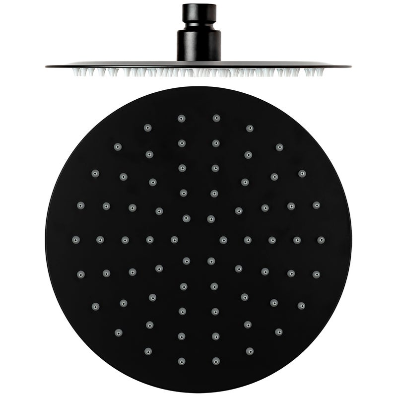 20CM CZARNA DESZCZOWNICA PRYSZNICOWA OKRĄGŁA ULTRA CIENKA STAL NIERDZEWNA