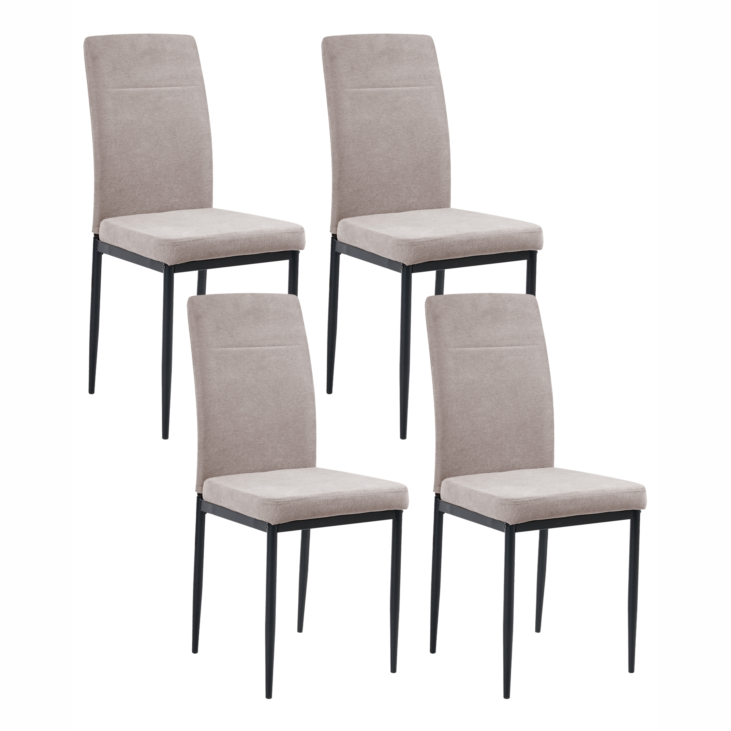 Beliani Conjunto De 4 Sillas De Comedor Riner Tela Gris/Pardo , Leroy Merlin