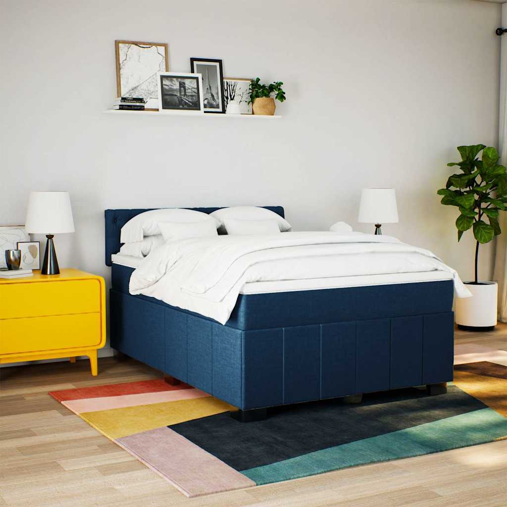 Sommier à lattes de lit avec matelas Bleu 140x200 cm Tissu - 4