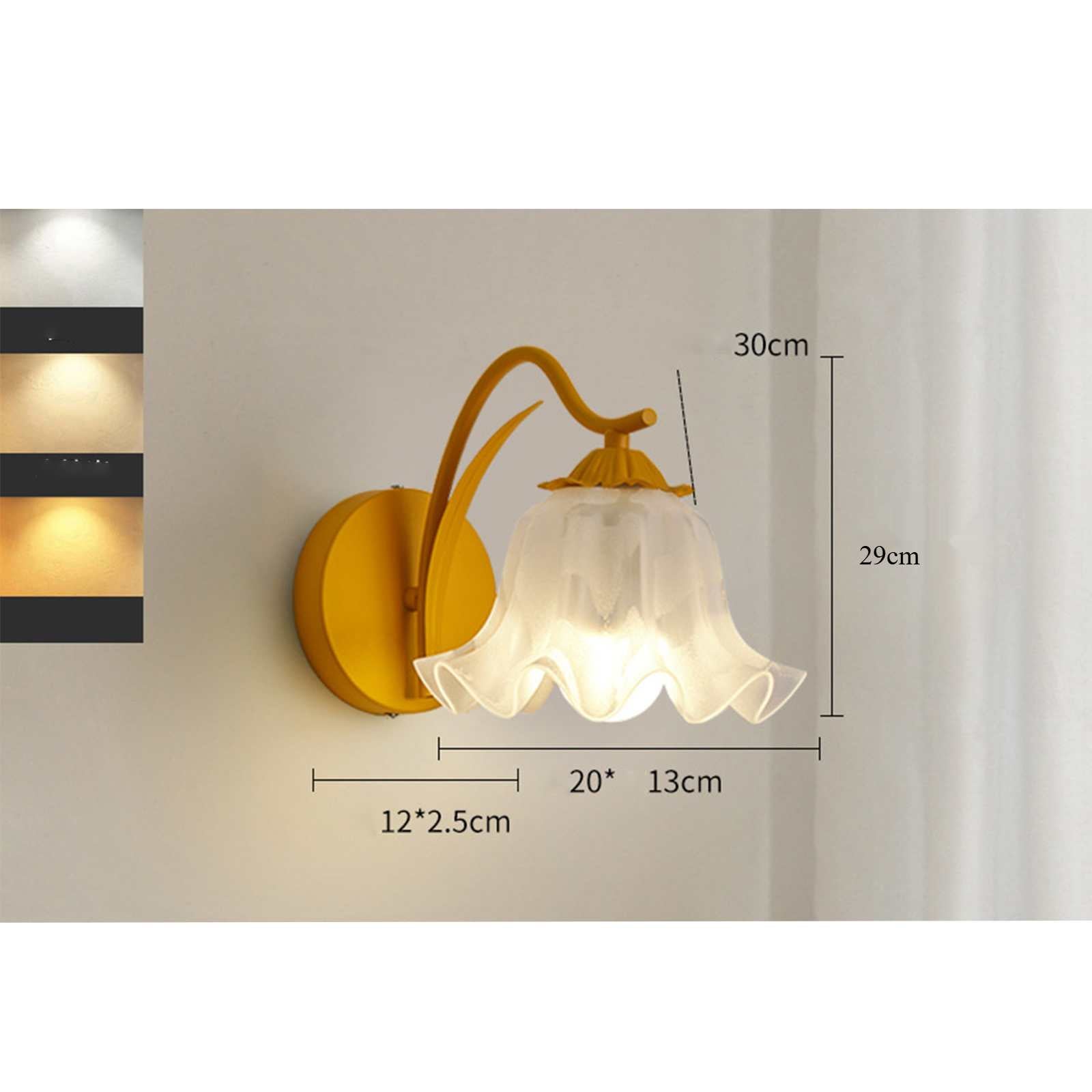 Aplique de pared dormitorio LED, lámpara vintage francesa, cristal, 220V, CRI≥95, 3 colores, 35x18cm, luz regulable antideslumbrante - 5