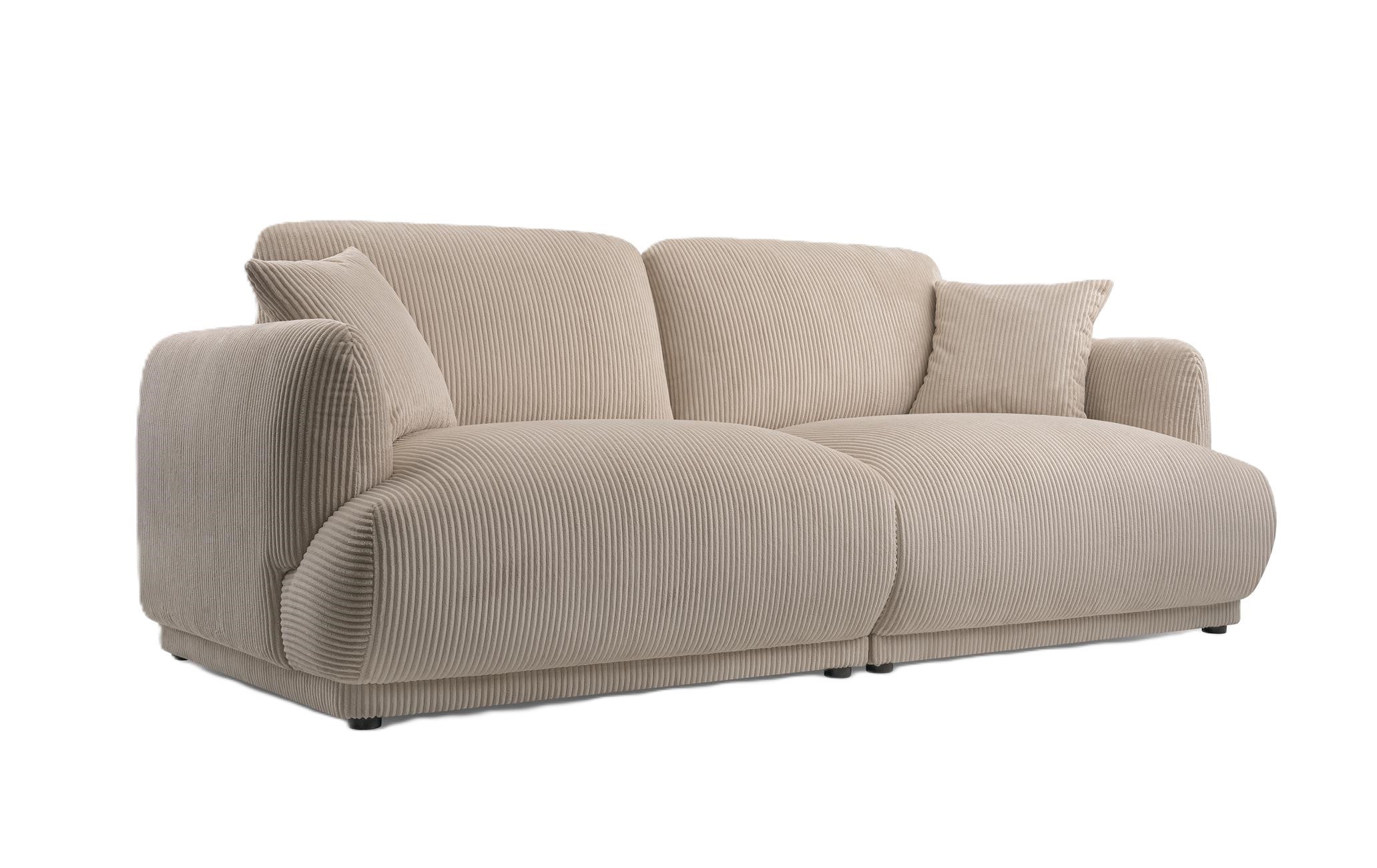 Stylowa Sofa LOCCO 2-osobowa w Beżowej Tkaninie Sztruksowej – Wygodny Siedzisko i Elegancki Design