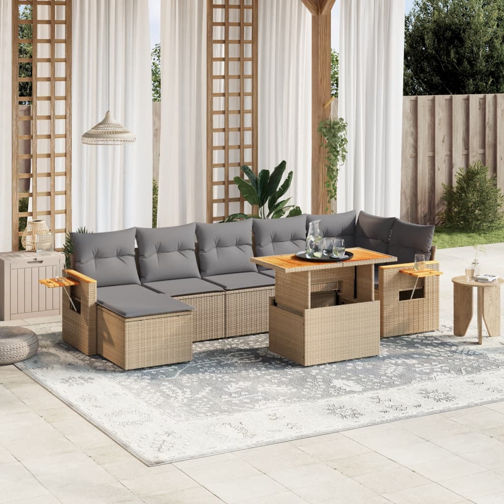 BAKAJI Juego De Muebles De Jardín De Ratán Con Mesa Y Estante De Cristal Y 2 Sillas Con Cojines Acolchados, Muebles Para Exteriores, Patio, Balcón, Terraza, Diseño Moderno Y Elegante