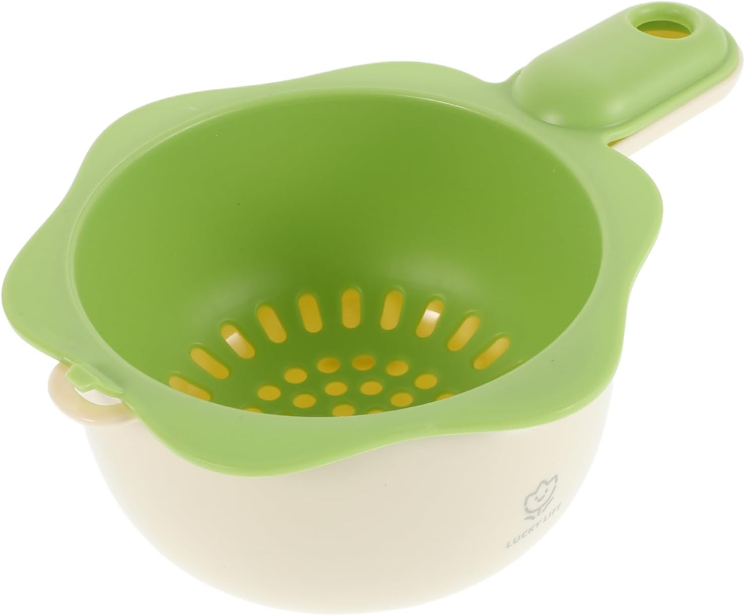 Piękny koszyk do odsączania z uchwytem, koszyk do przechowywania owoców, dwuwarstwowy sitko kuchenne, przyrząd do mycia owoców.