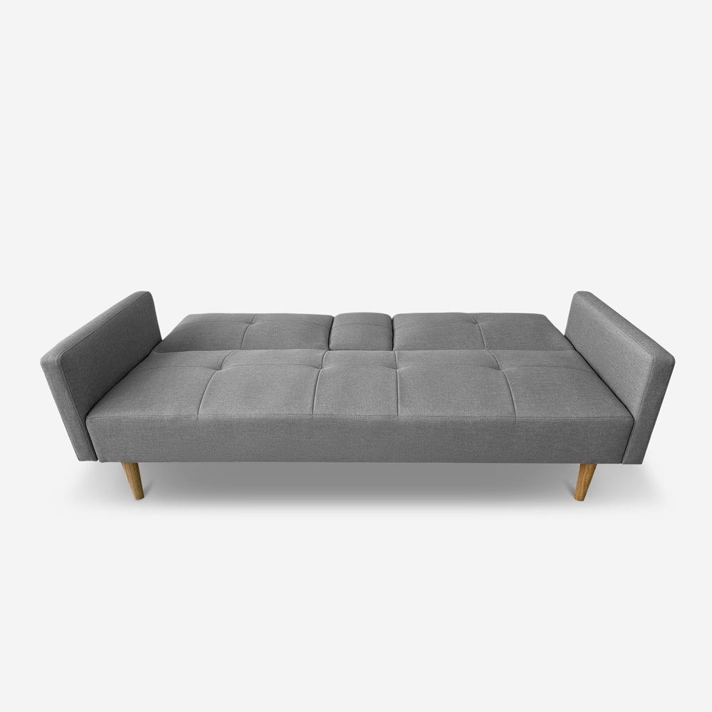 Divano letto 2 posti nordico in tessuto con bracciolo portabevande Donum - 7