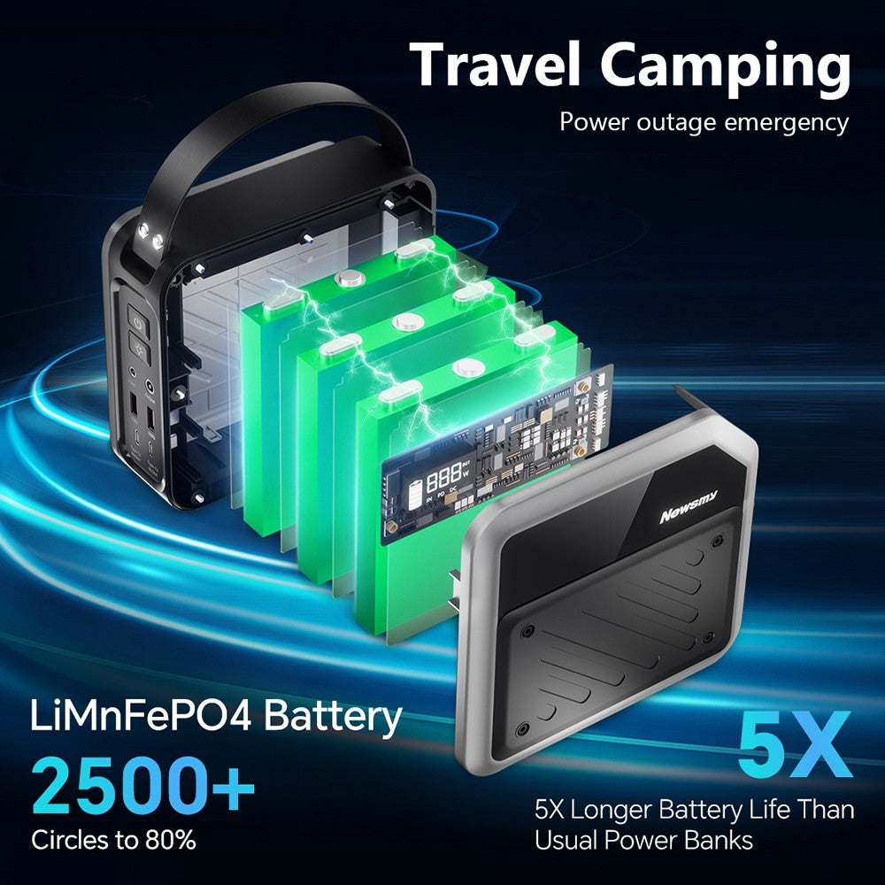 Station d'alimentation portable NEWSMY P72 268 W 270 Wh/72&nbsp;000 mAh - 8