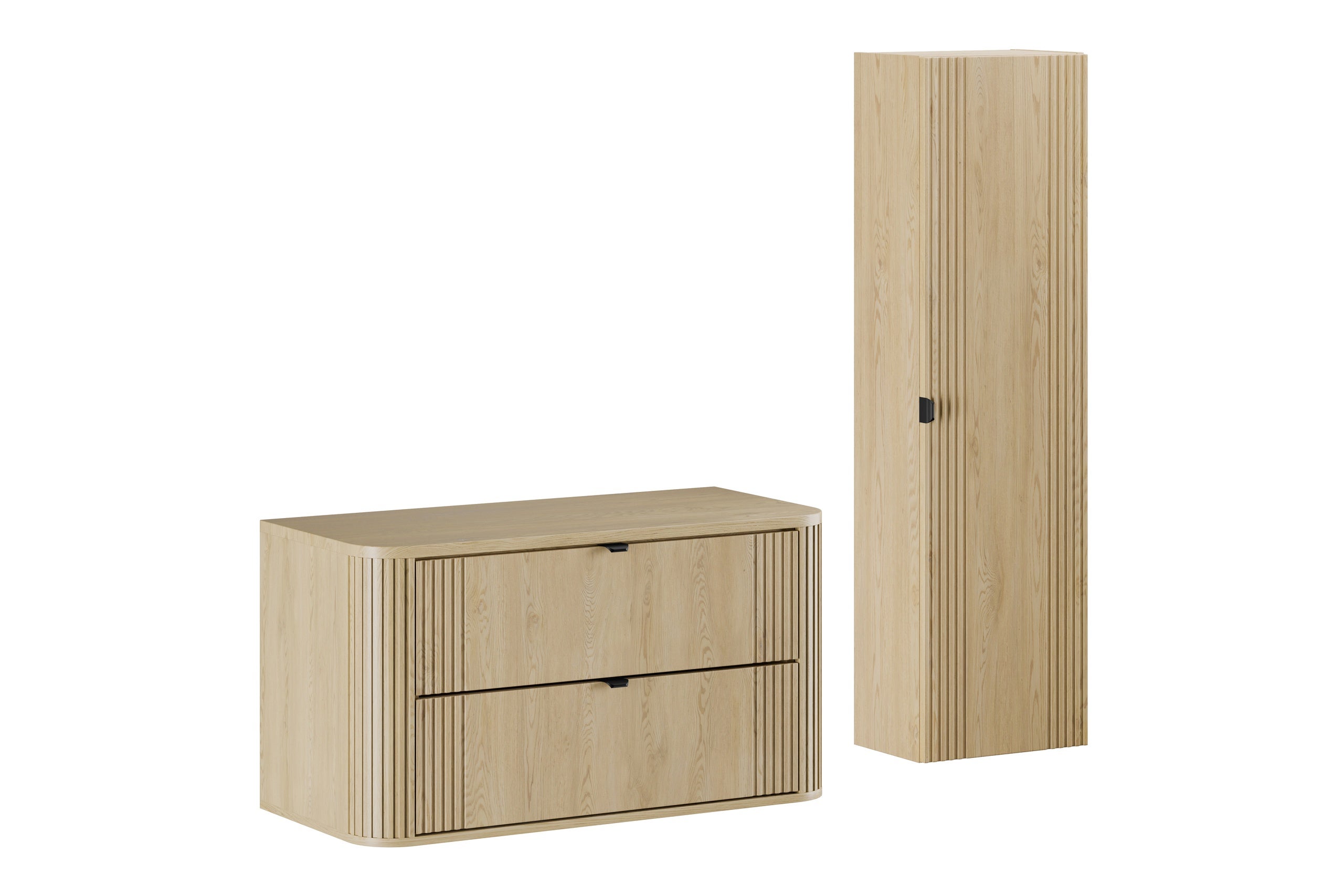 Szafka łazienkowa OVALIA Cremona 100 cm z blatem i słupkiem ryflowana MDF