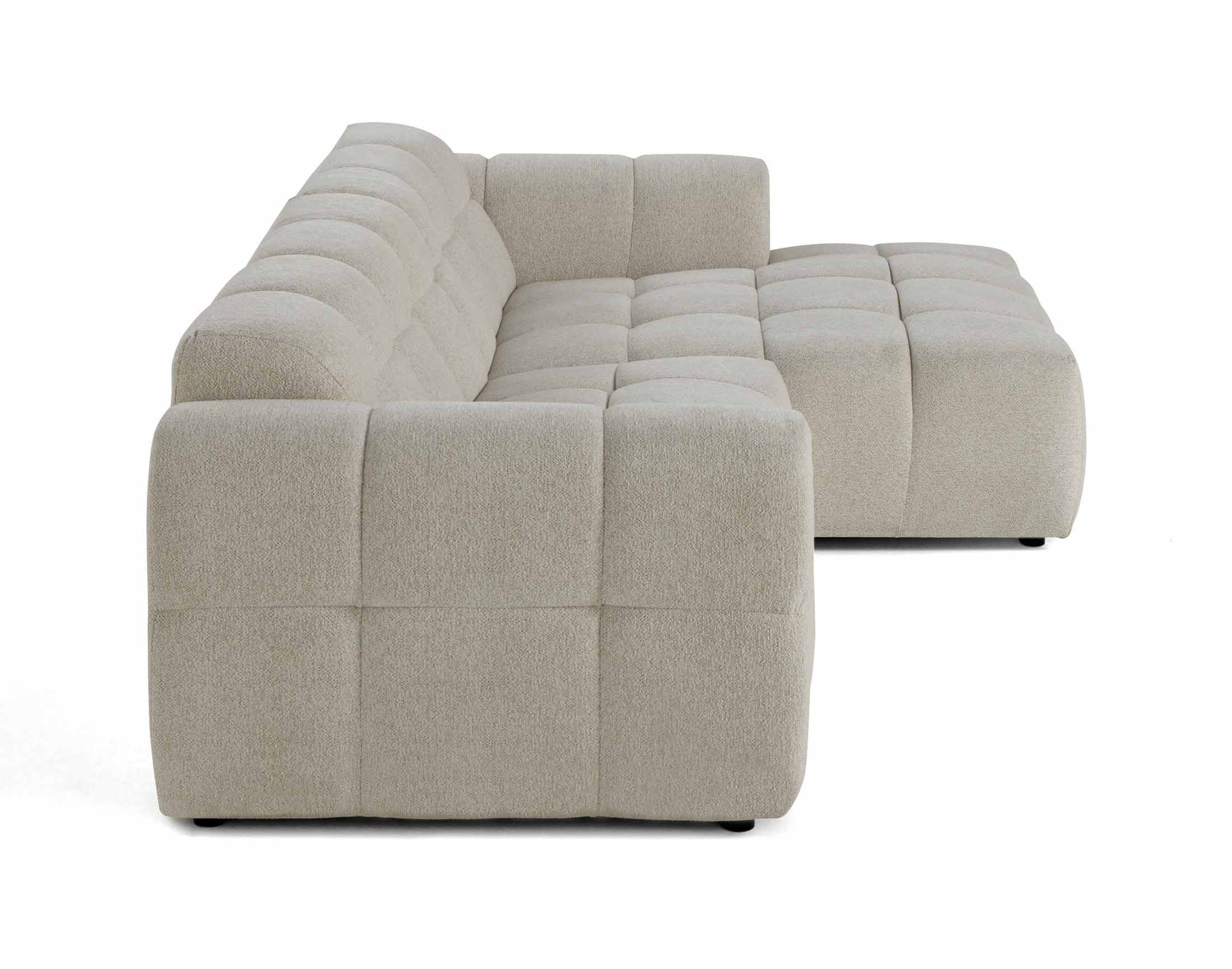 Canapé d'angle 4 places en tissu texturé beige - RAY - Best Mobilier - 8