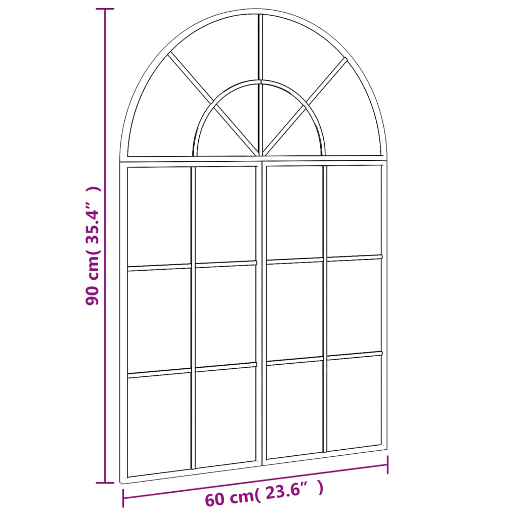 Miroir mural noir 60x90 cm arche fer - 7