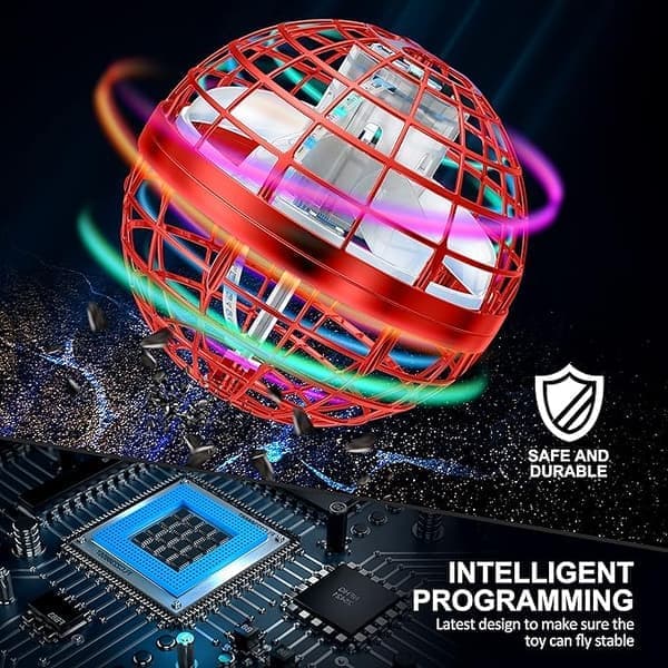 Magic Flying Ball – Palla volante volante a 360°, con illuminazione RGB, giocattolo volante da giardino, regalo per bambini, rossa. - 3