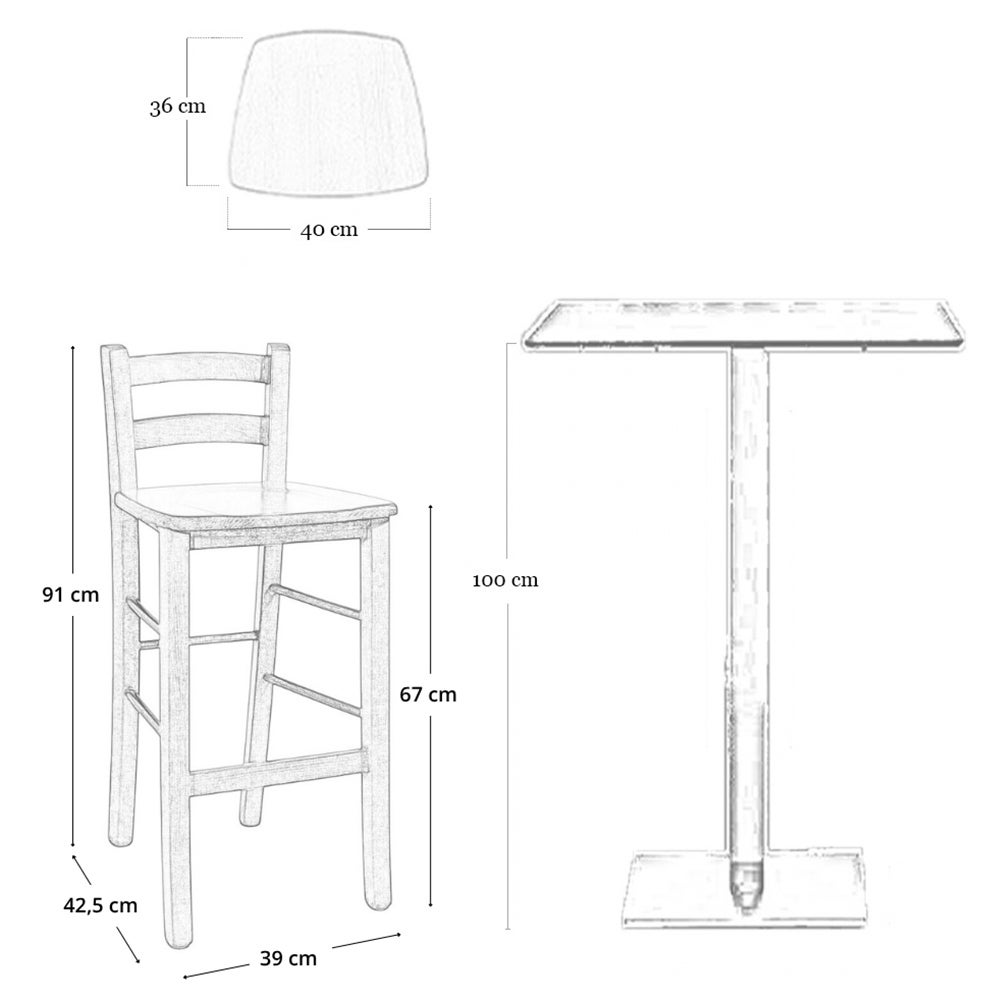 Taburete alto de cocina en madera maciza de haya color nogal claro, con ...