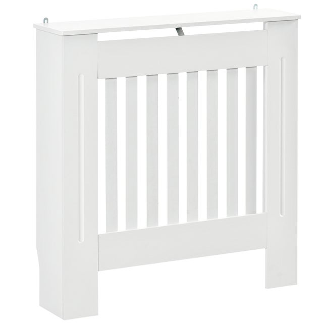 Cache-radiateur couverture radiateur grille d'aération verticale à lattes 78Lx19lx81Hcm en bois Blanc
