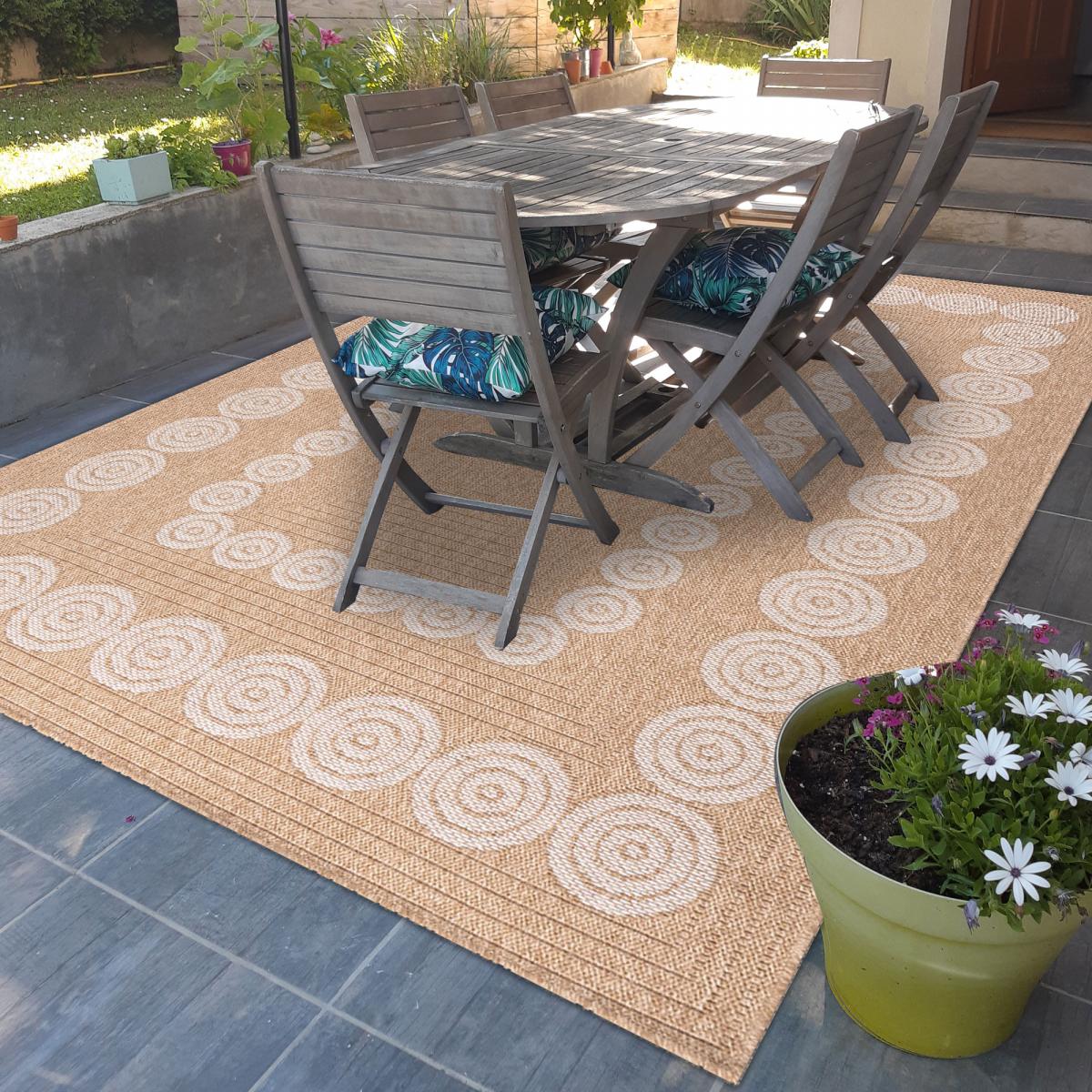 Tapis extérieur 200x290 tissé kilim beige et blanc JUTE ART 8 - 2