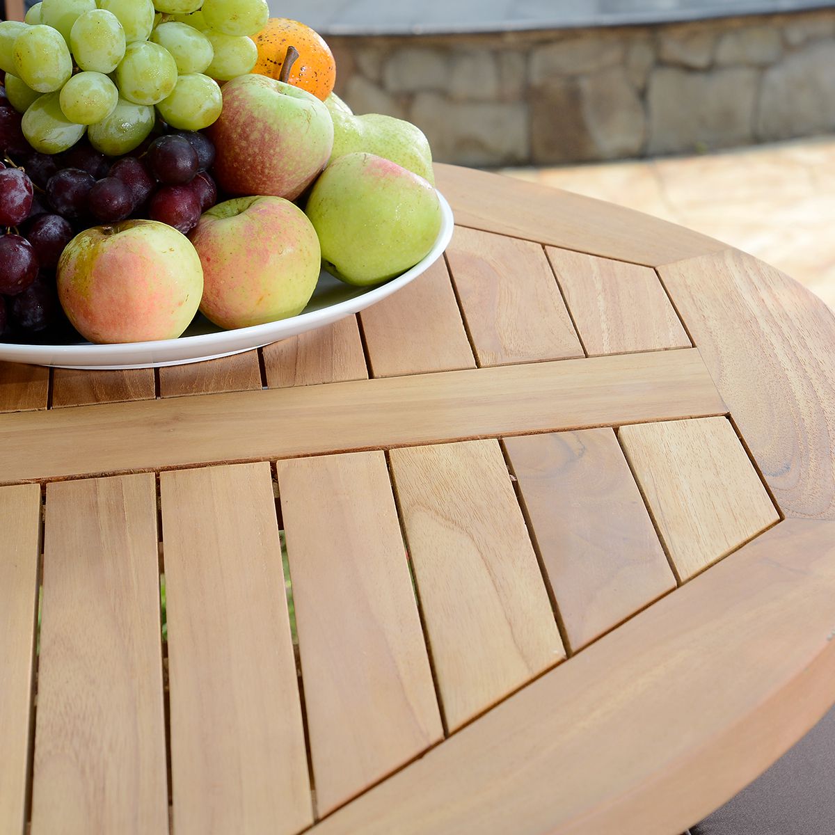 Tavolo rotondo pieghevole in teak massiccio Adomée ø 90 cm - 5