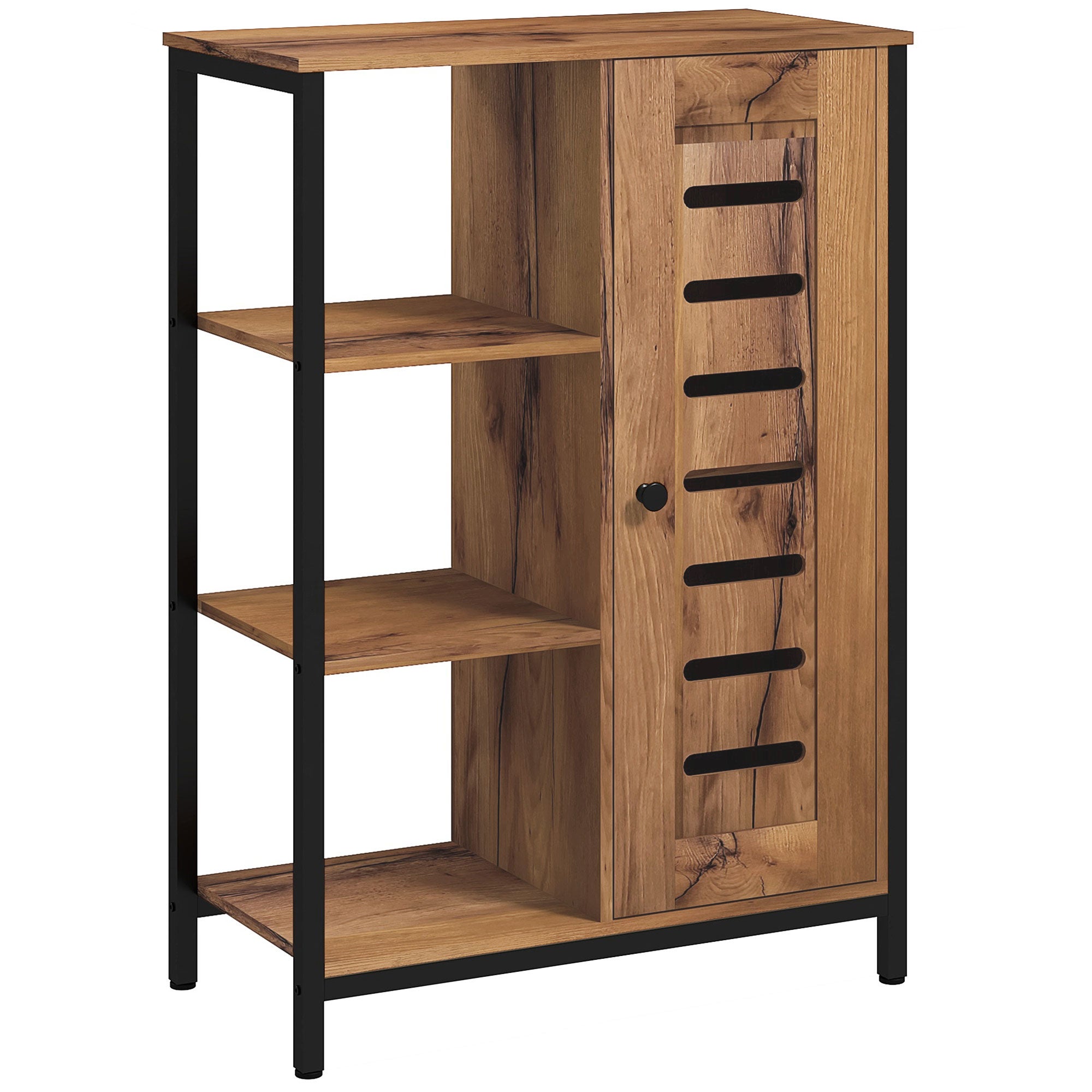 Leroy Merlin Narrow Bathroom Cabinet, Lamas Door, 60X30x85 Cm, Brown Rustic Marrón 