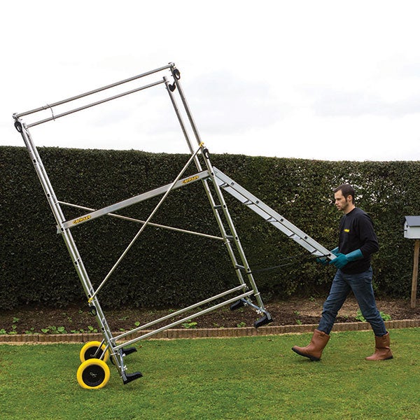 Echafaudage de jardin - Hauteur de travail max. 3,40m - 2 roues Ø 250mm - Plateau 1,30x0,46m + Sac à dos de chantier - 209700-SAC - 4