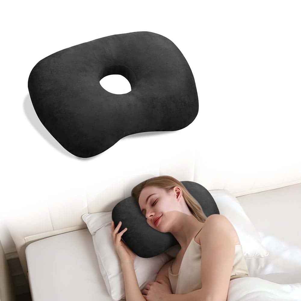 Oreiller Avec Trou Coussin Piercing Beignet Noir - Pour Dormeurs Sur Le Côté Et Piercings Oreille