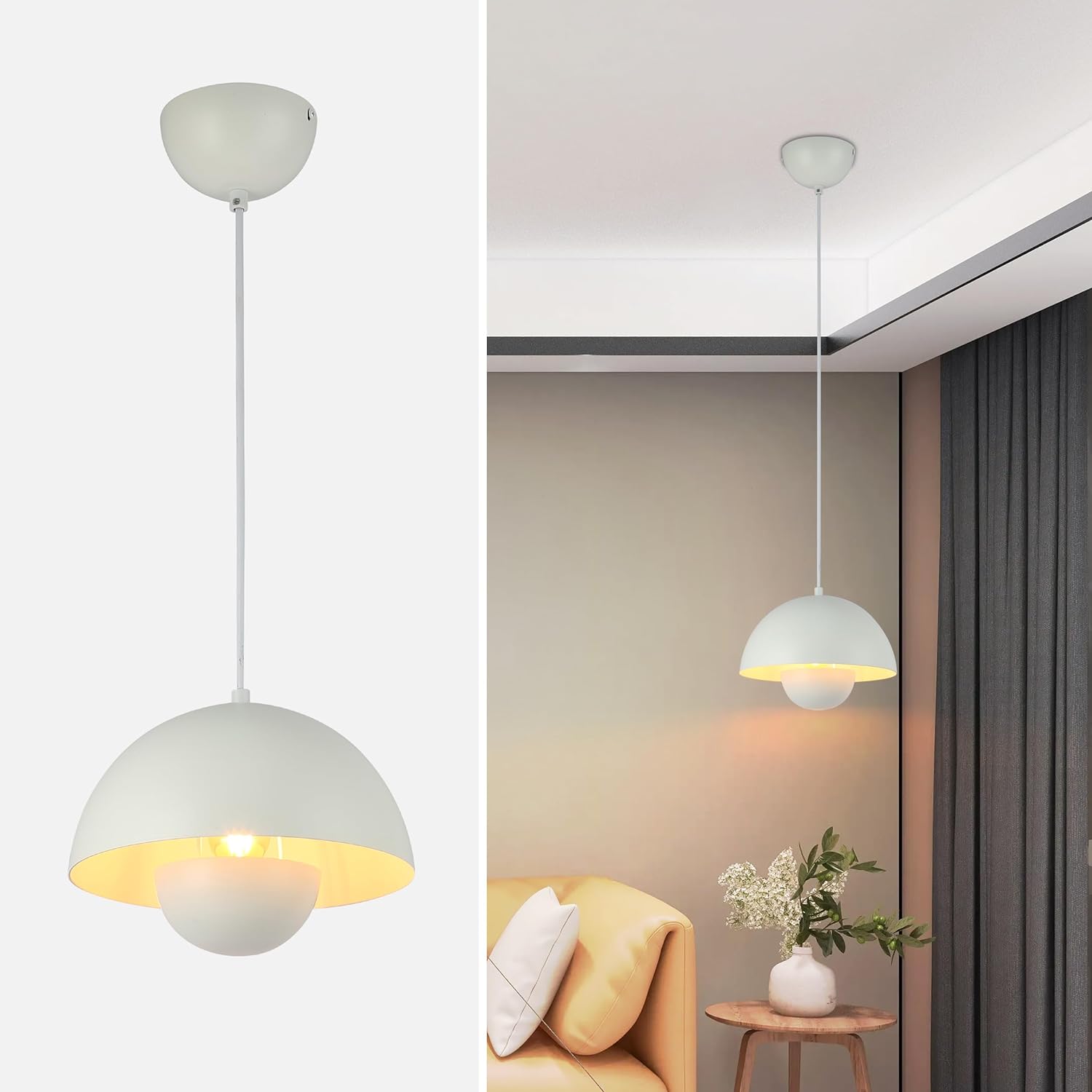 Lampadario Puzzle Fiore Di Loto Bianco - Paralume DIY 50cm Per Interni, Design Floreale Moderno - Foto 4