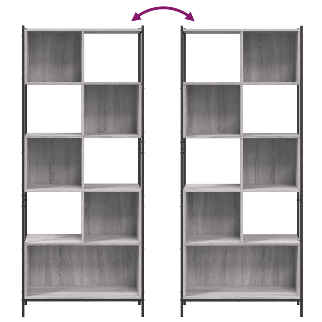 Bibliothèque pour Séjour en Bois Gris H. 172 x l. 72 x P. 28 cm - 7