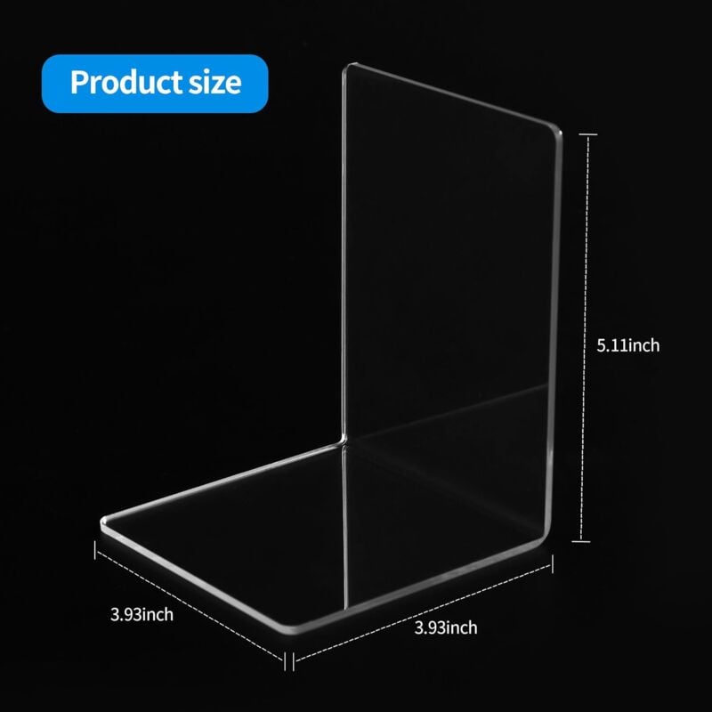 Lot de 6 Serre-Livres en Acrylique Transparent,Transparent Antidérapant Cale Livre avec Autocollants antidérapants - 2