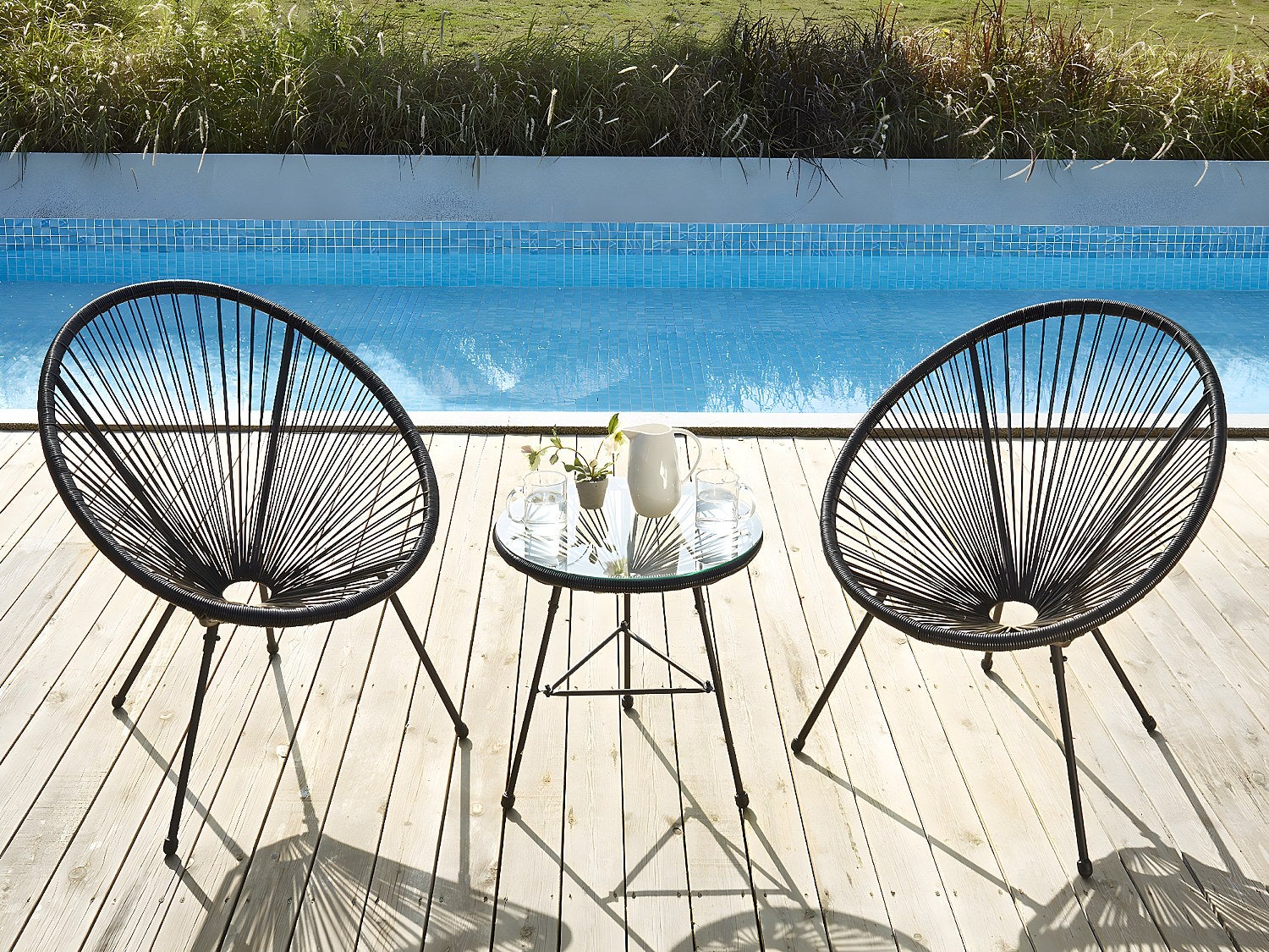 Lot de 2 fauteuils de jardin en fils de résine tressés - Noir - ALIOS III de MYLIA - 2