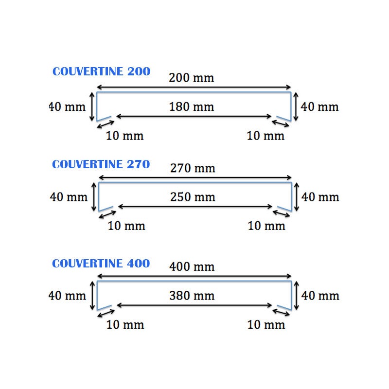 Couvertine aluminium 1 mm Noir RAL 9005 - 2 mètres - Largeur 270mm - 2
