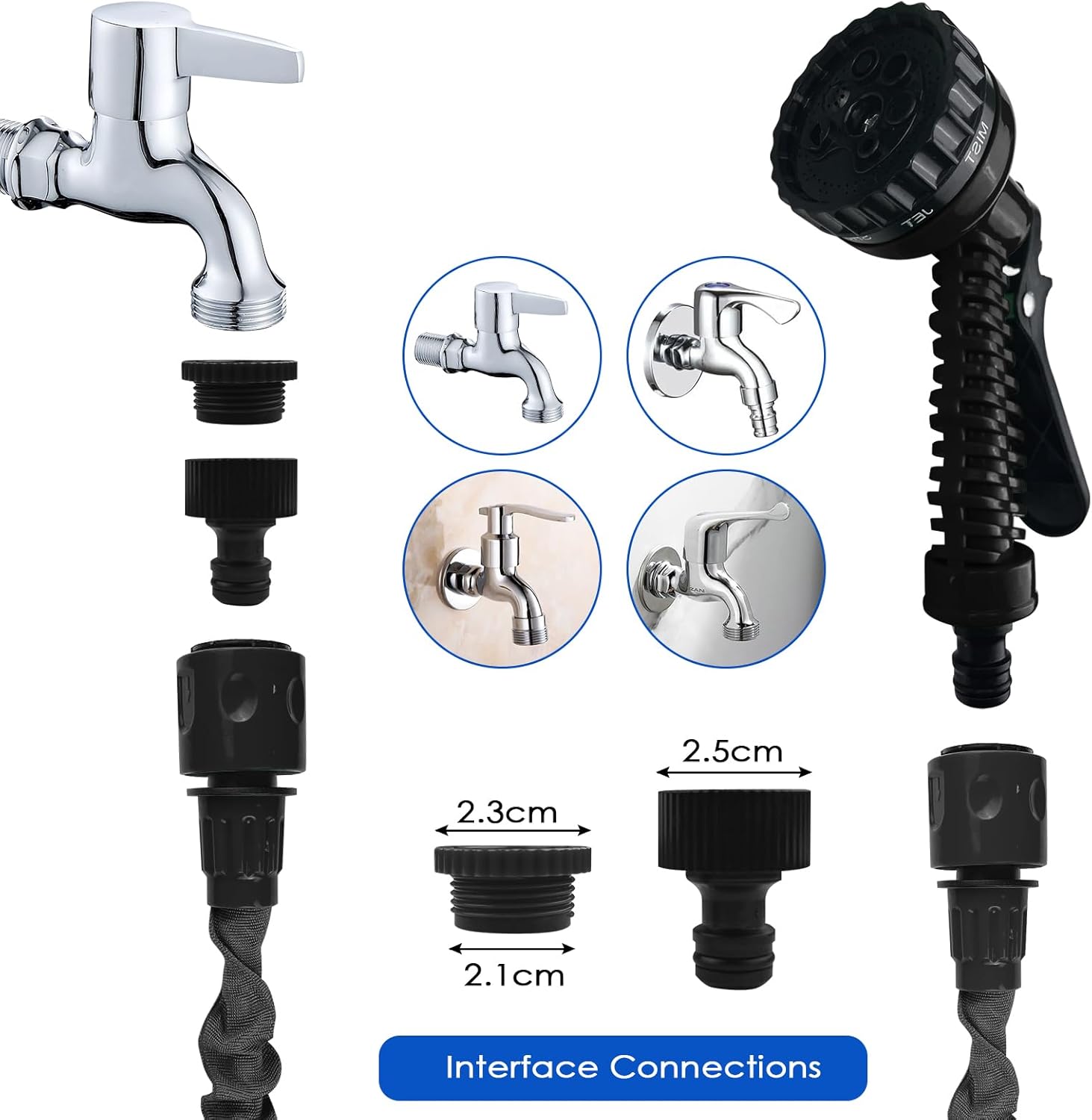 Mangueira de jardim expansível de 30 m - com 7 modos de pulverização - à prova de vazamentos - adequada para lavagem de jardins e carros - 3