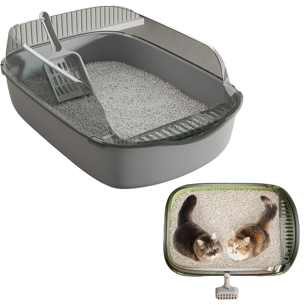 Caja de arena para gatos de doble capa de 12 l, inodoro extraíble