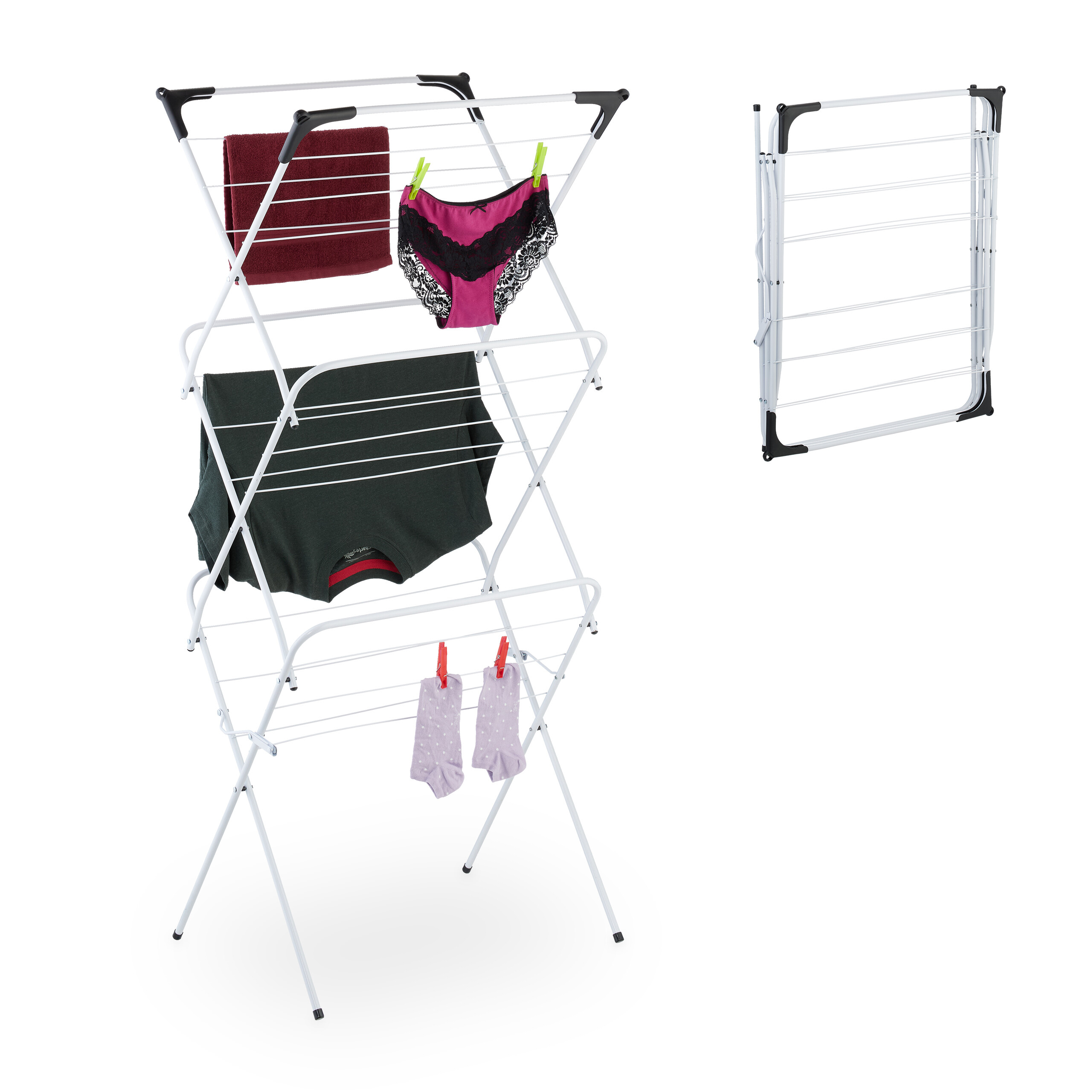 Relaxdays Séchoir à linge pliable, 18 barres, 136x62x51 cm, intérieur