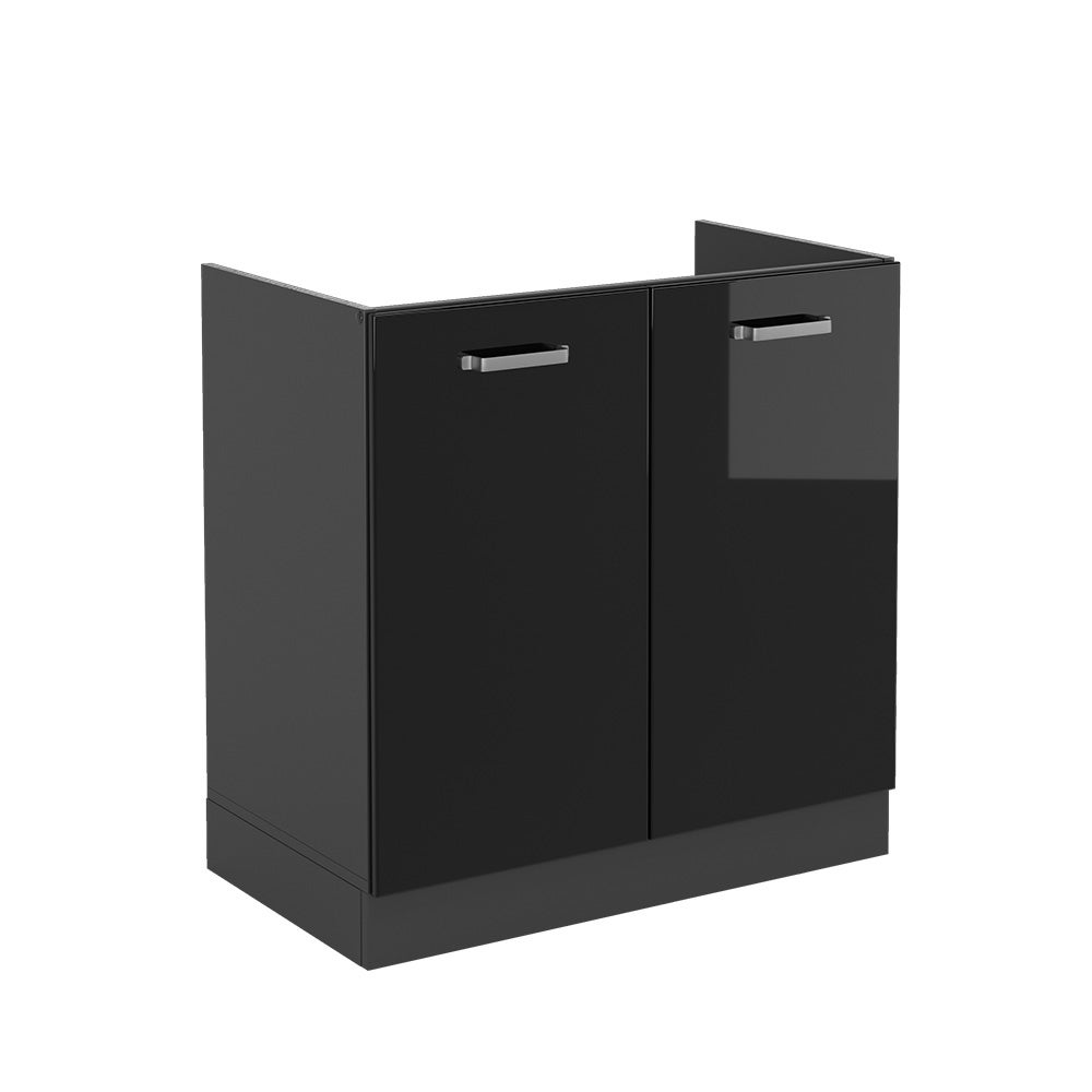 Vicco Szafka pod zlew R-Line, Czarny wysoki połysk, 80 cm bez blatu roboczego