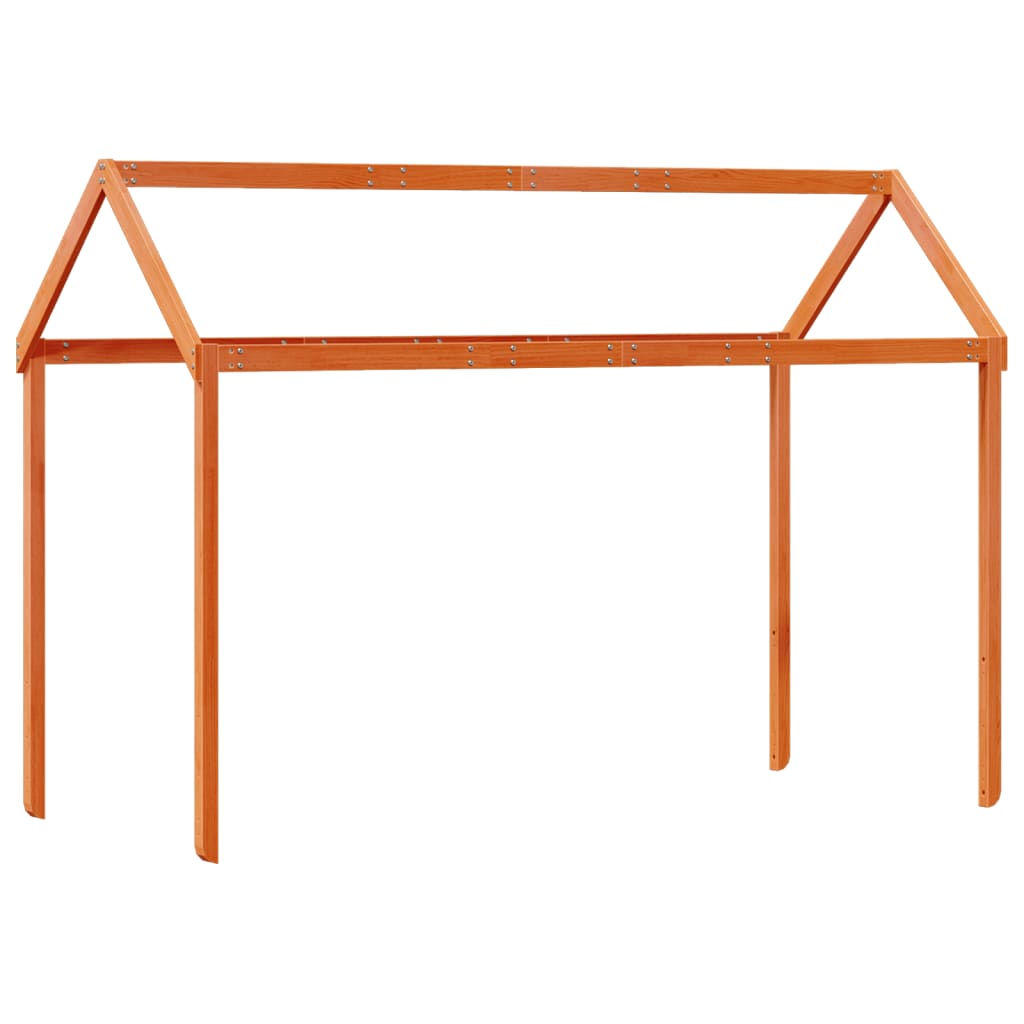 Lit haut avec toit cire marron 90x190 cm bois de pin massif - 6
