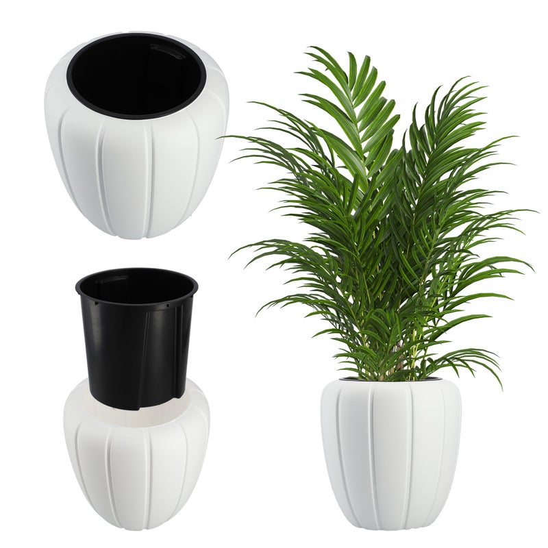 DONICZKA DONICA NA KWIATY 40cm OSŁONKA Z WKŁADEM KWIETNIK PLASTIKOWA BIAŁA