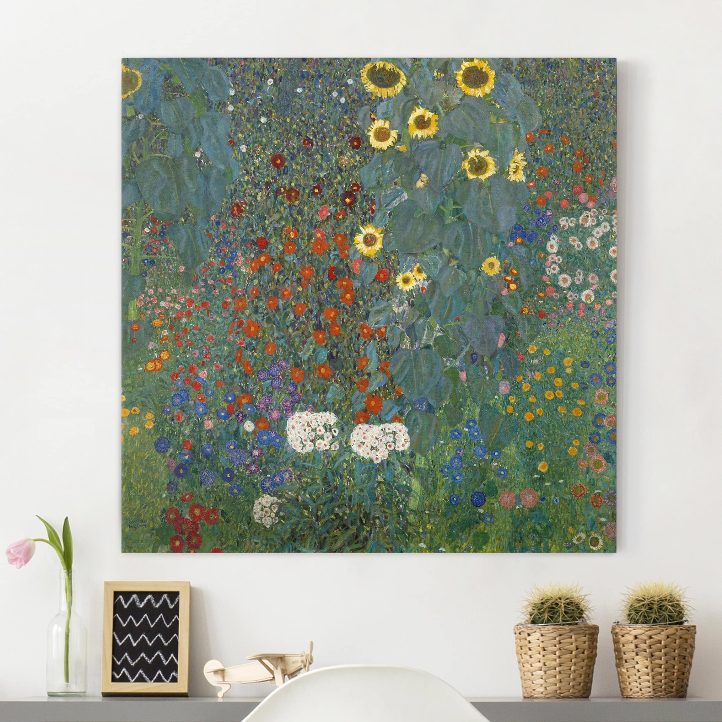 Lienzo cuadro en lienzo bastidor impresion en lienzo verde gustav klimt pintura artista 100 dormitorio salón pasillo comedor 60 x 60 cm