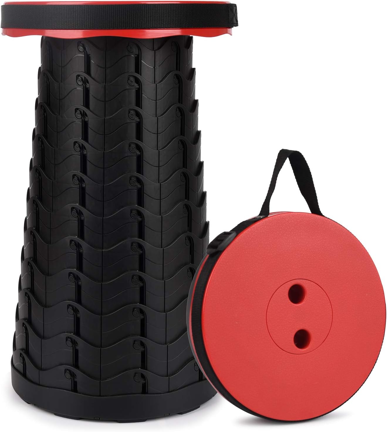 Przenośny, składany zestaw krzeseł do wędrówek, wędkowania i plecakowania, maksymalna waga: 210 kilogramów (czerwony i czarny)