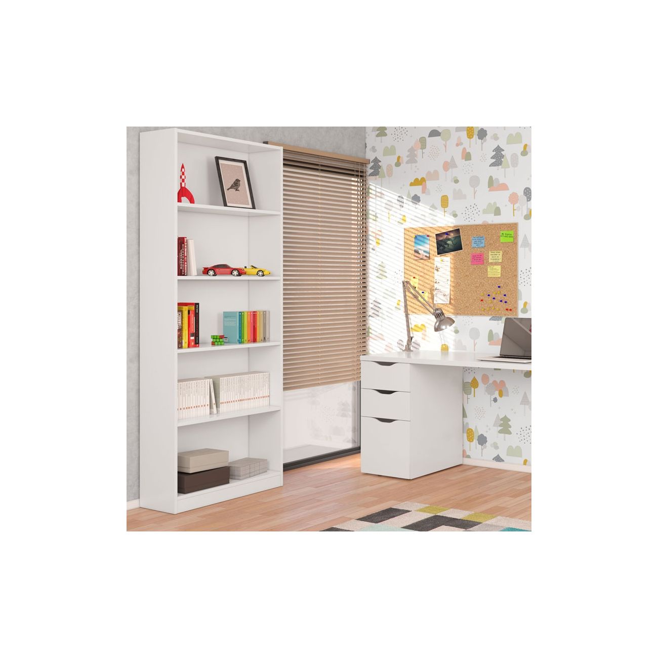 Bibliothèque pour Séjour en melaminé Blanc H. 20 x l. 80 x P. 28 cm - 8