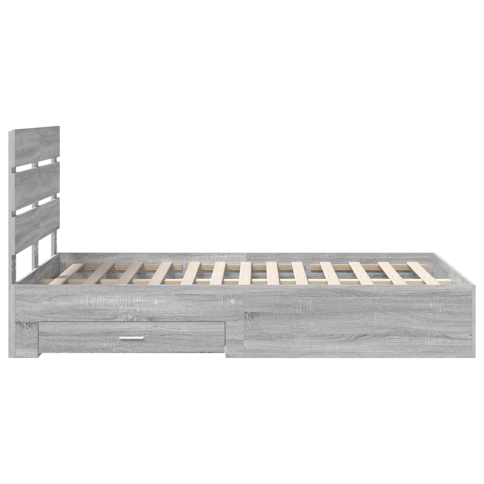 Cadre de lit en panneau de bois gris pour la chambre, 135 × 190 cm - 9
