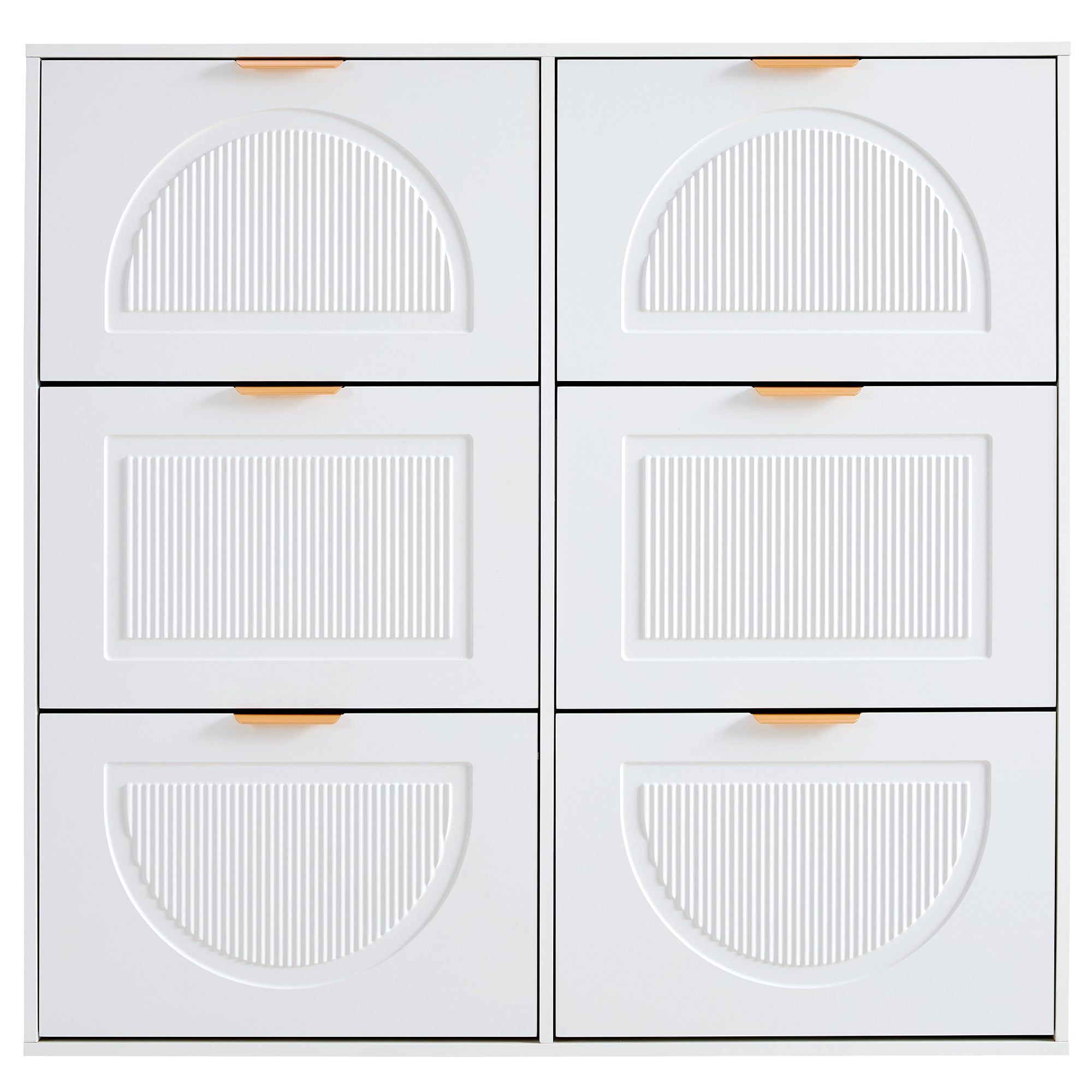 Meuble à chaussures moderne 118x25x115cm - 6 portes abattants - Blanc - 6
