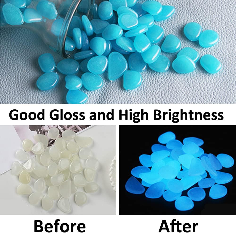 300 piedras luminosas que brillan en la oscuridad para decoración de jardines, caminos, acuarios, patios y céspedes. Color blanco, 17-13 mm. - 2