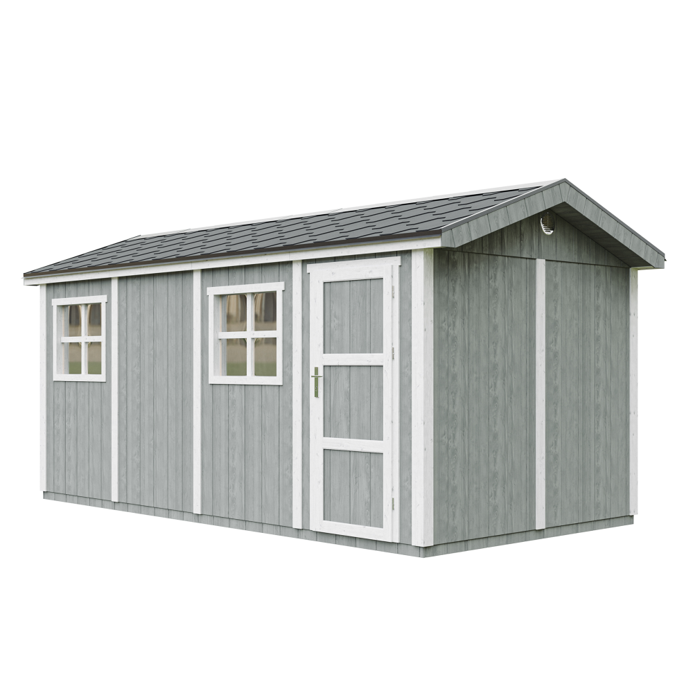 Domek ogrodowy najwyższej jakości 11,47 m² - wys. 252x250x530 cm - z podłogą i płytkami bitumicznymi - Timbela M915C-CAVERN STEEL