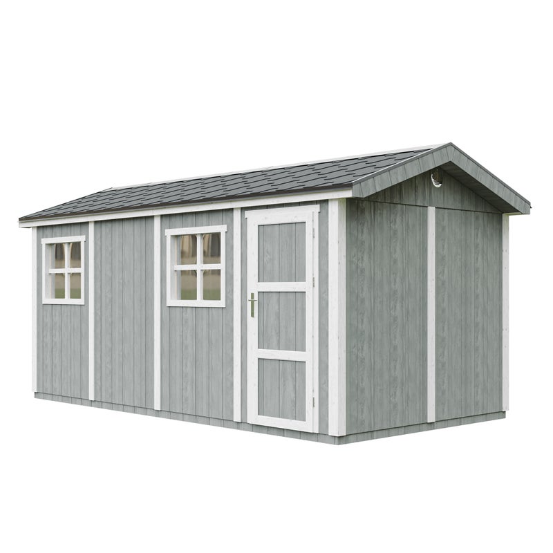 Domek ogrodowy najwyższej jakości 11,47 m² - wys. 252x250x530 cm - z podłogą i płytkami bitumicznymi - Timbela M915C-CAVERN STEEL