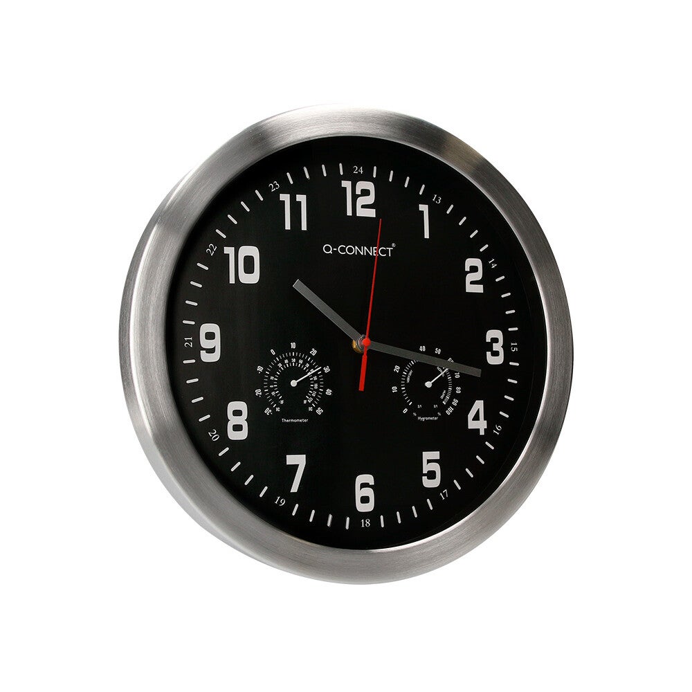 Q-connect horloge murale - Métallique - Diamètre 35 cm - Noir - 2
