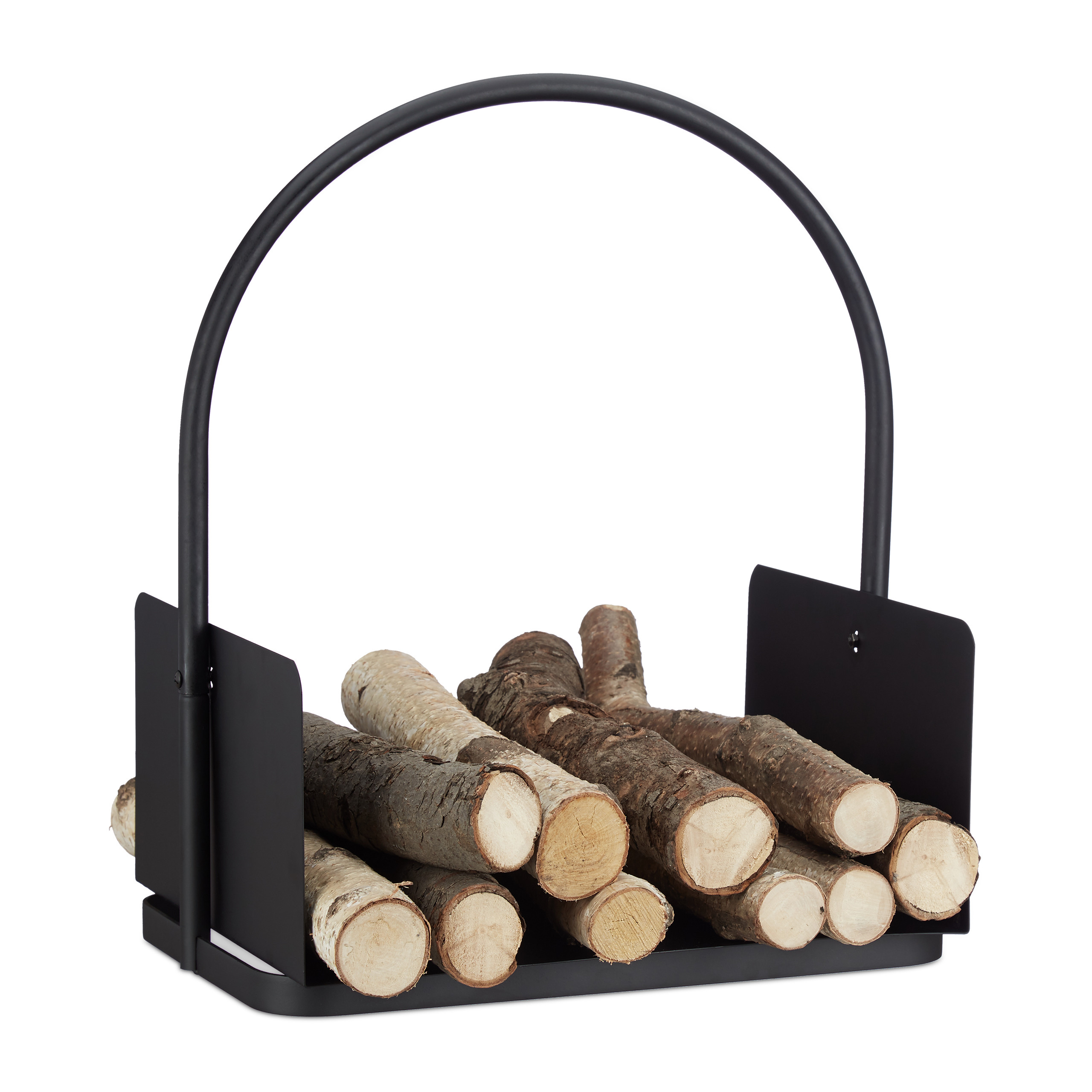 Panier à Bois Relaxdays – Sac à Bûches Similicuir Noir (porte-revue, 42,5x35,5x50 Cm)