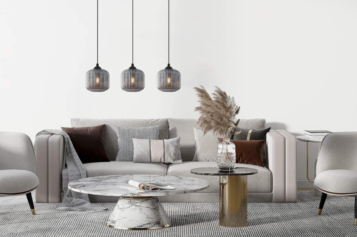 Lampa sufitowa wisząca Riffle loft 3xE27 klosz walec grafit Light Home LH - 3