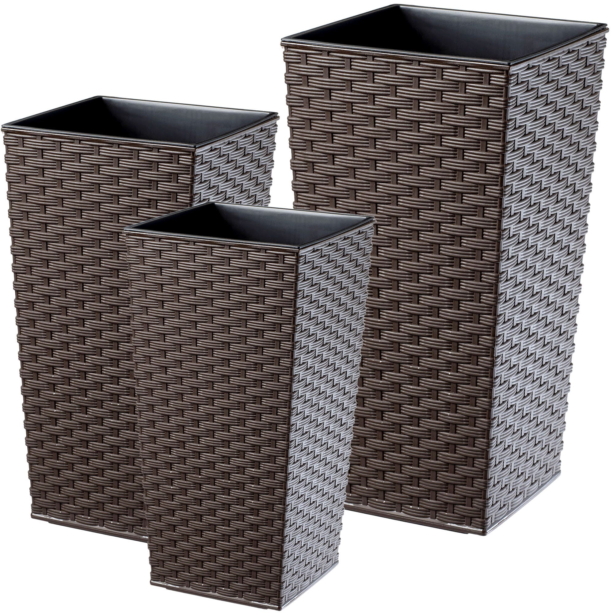 2friends Set di 3 vasi grandi per piante da esterno, 40 x 40 cm, vaso per piante con sottovaso, in plastica, per fiori, realizzati in Germania, colore: antracite 2friends Set di 3 vasi grandi per piante da esterno, 40 x 40 cm, vaso per piante con sottovaso, in plastica, per fiori, realizzati in Germania, colore: antracite