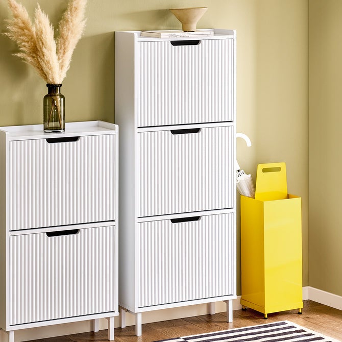 SoBuy FSR177-H-W Meuble à Chaussures Armoire à Chaussures, 3 Portes abattantes, Meuble d'Entrée, Blanc - 9