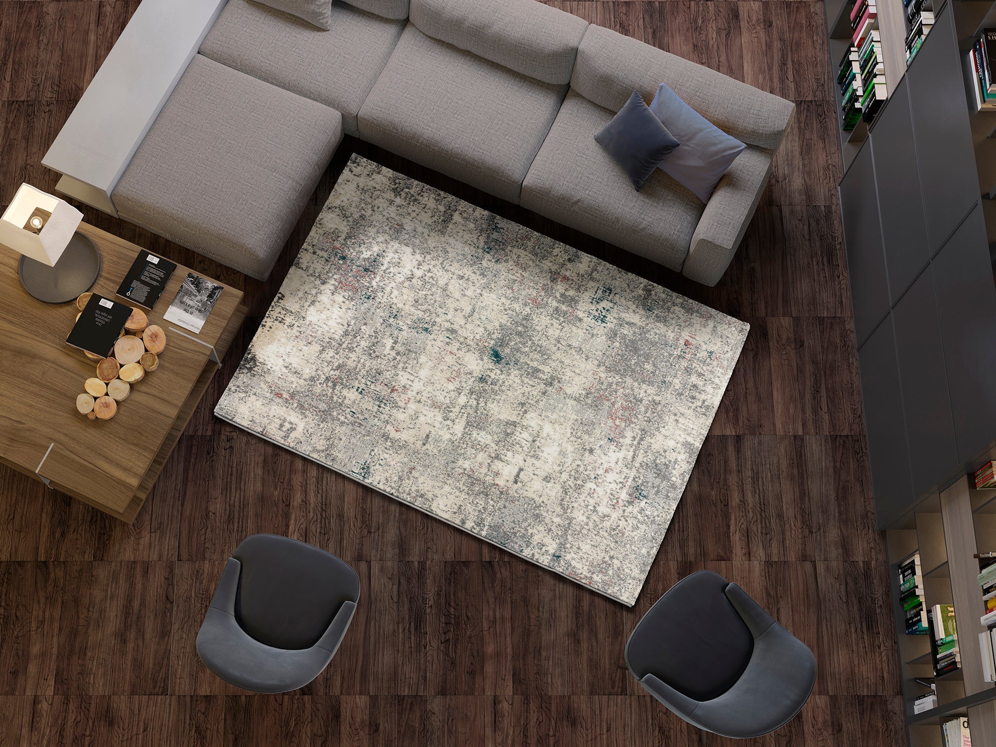 Alfombra interior gris rectangular 140 x 200 cm tibet abstracto - atticgo