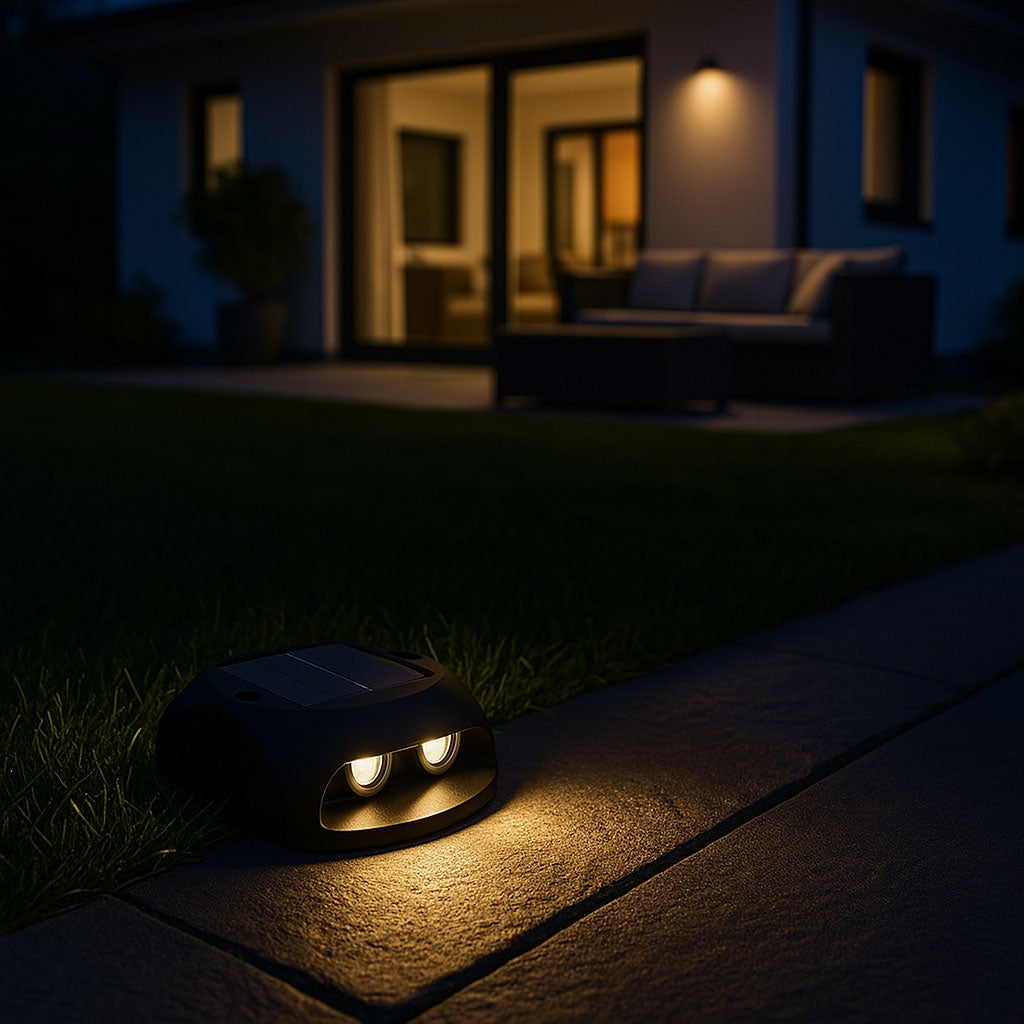 Lot de 10 lampes LED solaires rechargeables, étanches IP54, 3&nbsp;000 K, pour jardin, allée, escaliers - 10