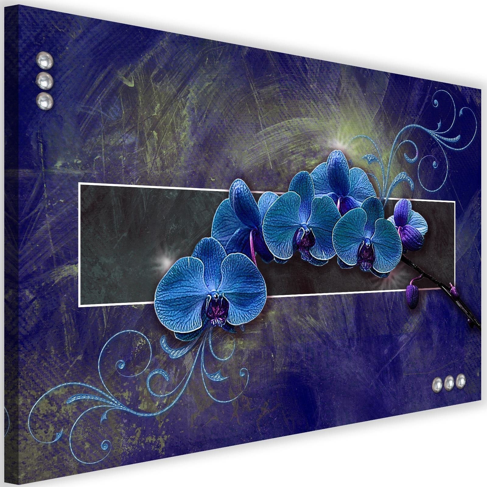Obraz na płótnie, Orchidea kwiaty abstrakcja niebieski 120x80