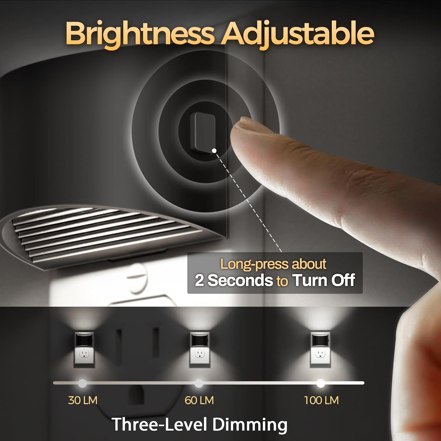 Luci notturne a LED [confezione da 2], luci notturne plug-in, tre livelli di luminosità regolabili, con sensore crepuscolo-alba (luce bianca). | Leroy Merlin