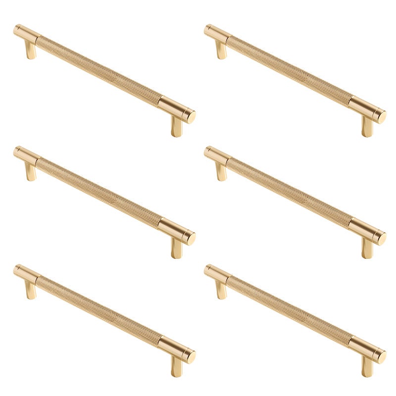 Uchwyty meblowe radełkowane, uchwyty do szafek kuchennych, uchwyty do szuflad, rozstaw osi 160 mm, 6 sztuk (złote)