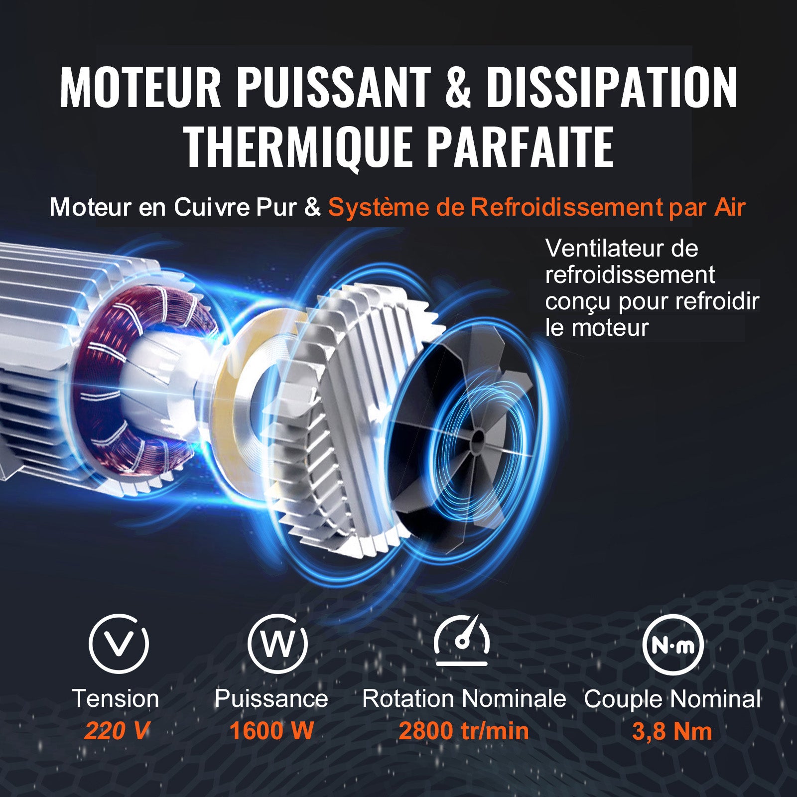 Palan électrique VEVOR Treuil à Câble 1000 kg 1600 W avec Télécommande Filaire 4 m, 10 m/min, Câble 12 m, Moteur Cuivre Pur pour Garages et Entrepôts - 5